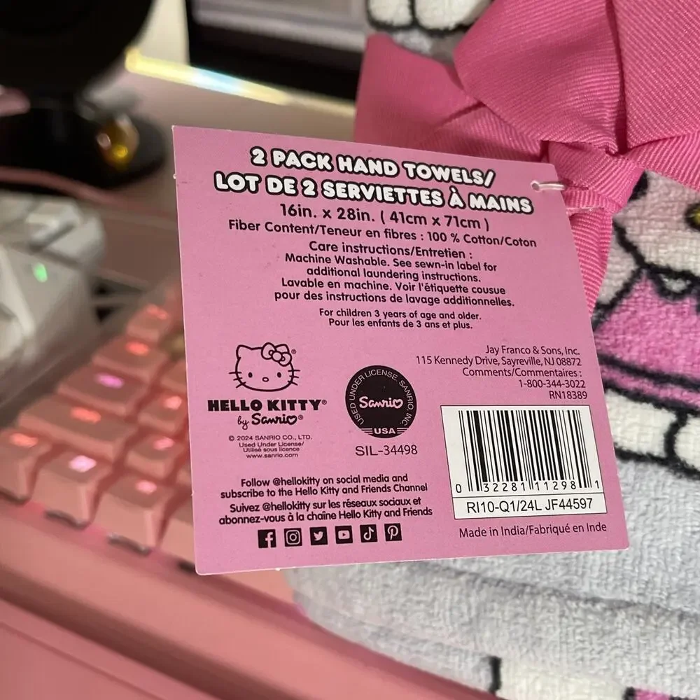 Hello Kitty Hand Towels Pink Flower Daisy Blue 16